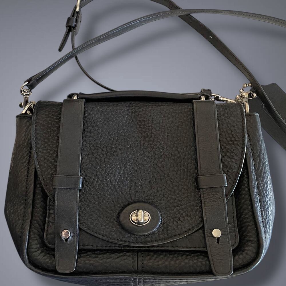 Coach Pebbled Black Leather Shoulder Bag